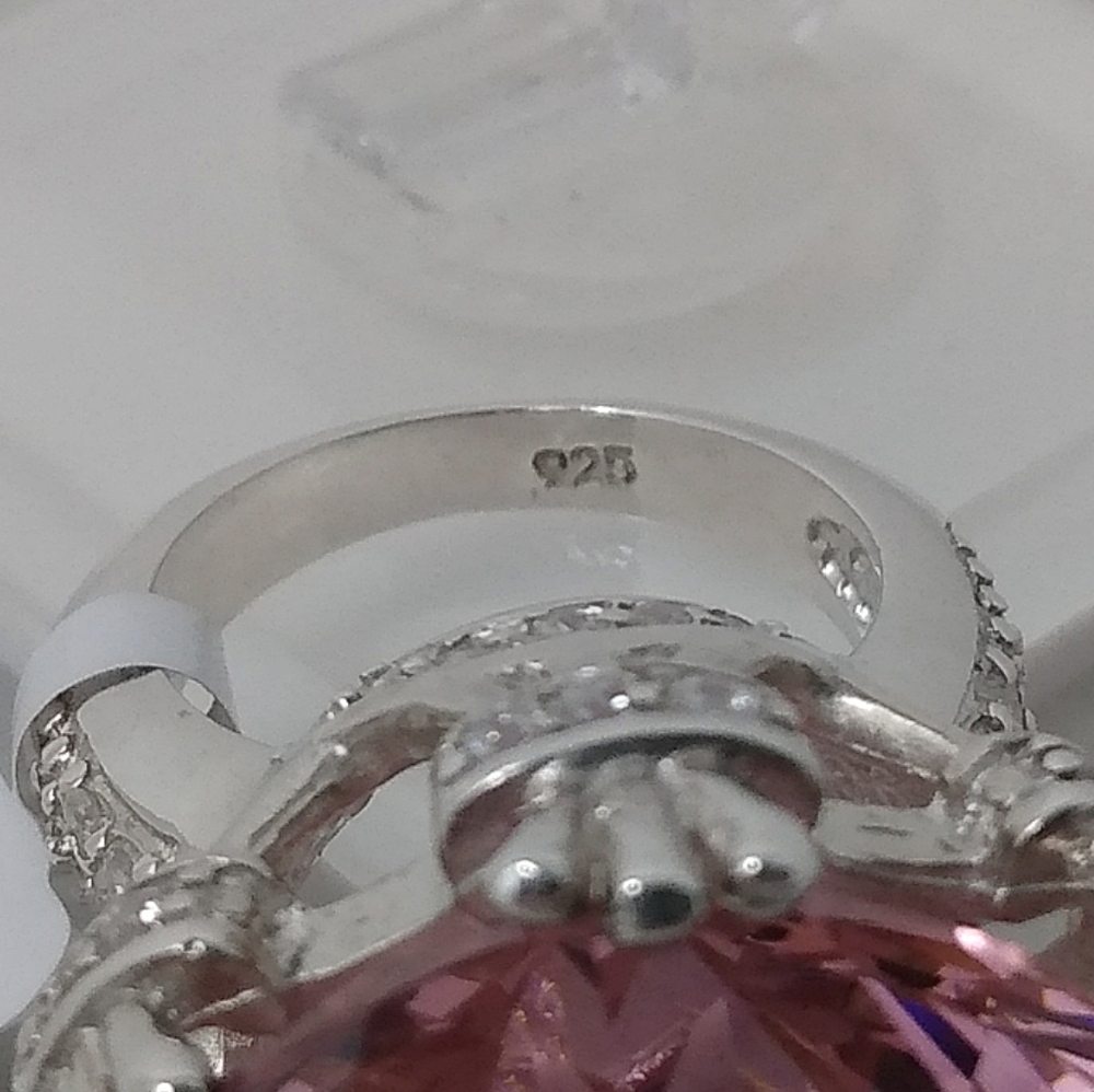 New huge sterling silver pink gemstone ring 925 - Picture 7 of 7